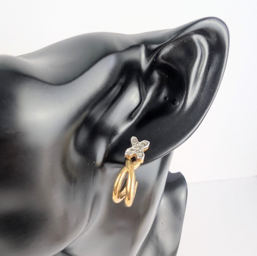 Gold & Diamond Half Hoop Earrings